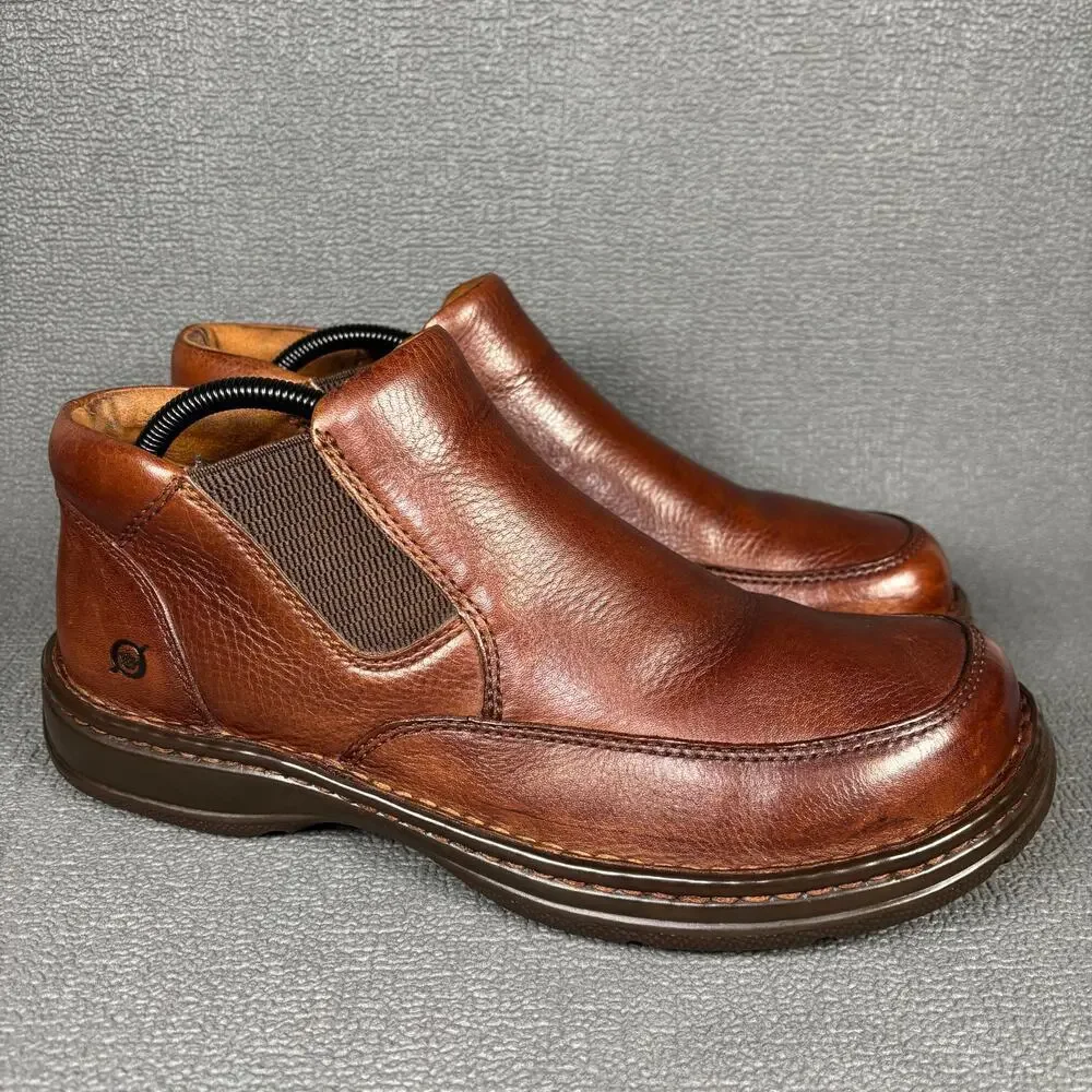 Born Moc Toe Size 9.5 Men`s Brown Leather Slip-on Ankle Shoe Chukka Style